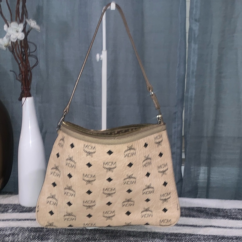 MCM authentic Cognac  Visetos zip pouch bag